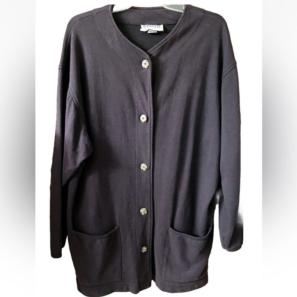 Timbuktu Station Sweater Jacket
Womens M Purple Lagenlook Made in
USA Button Up